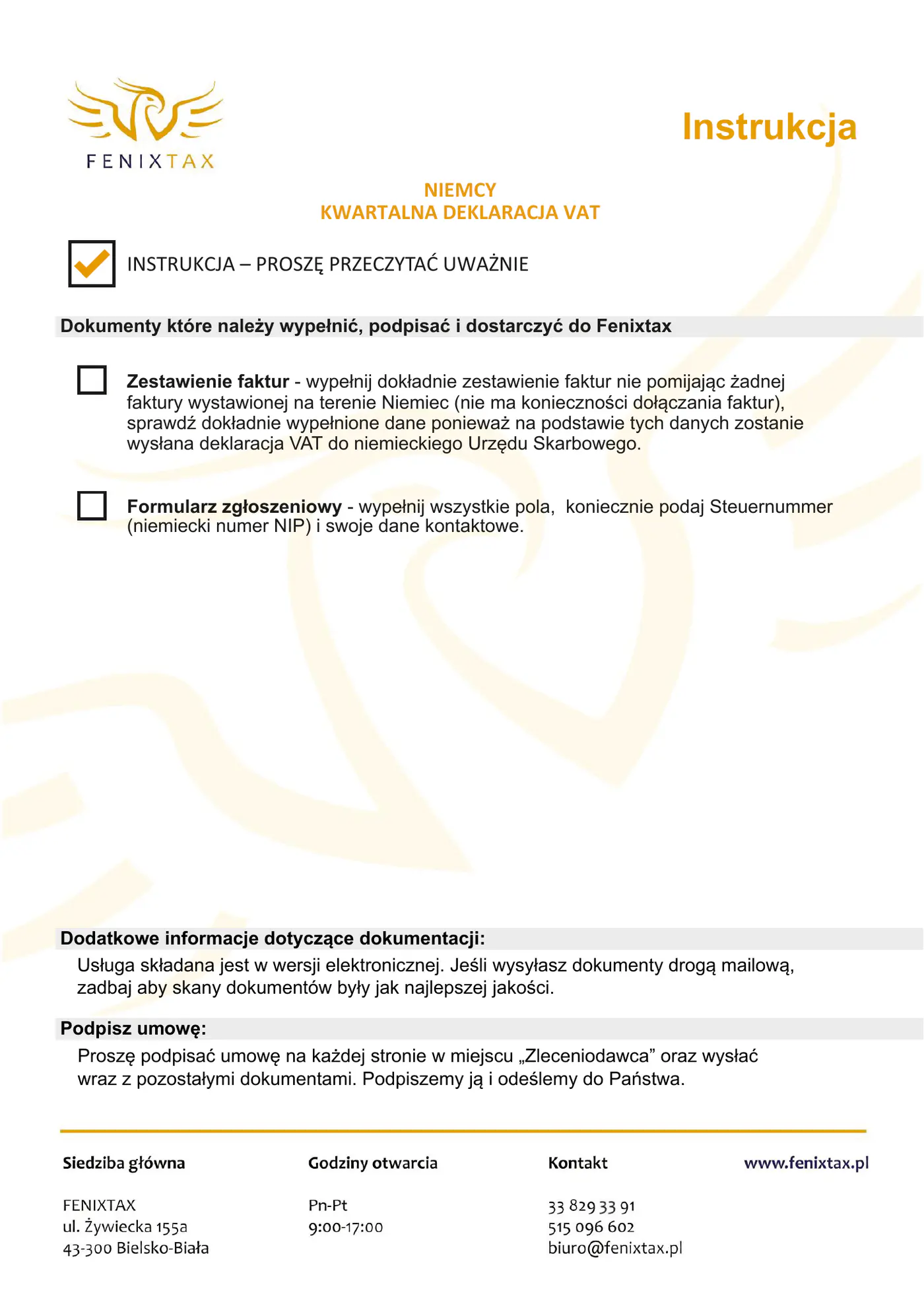 Pierwsza strona: Dokumenty do deklaracji VAT w Niemczech